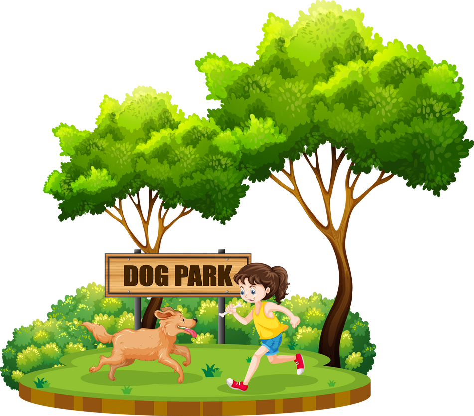 A girl and dog at dog park