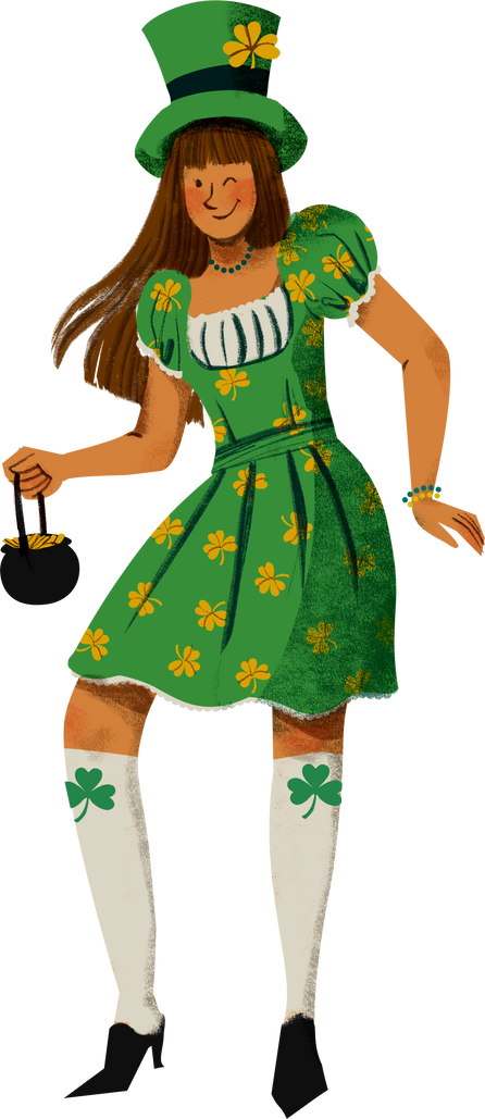 Hand-drawn Textured St. Patrick's Day Woman 