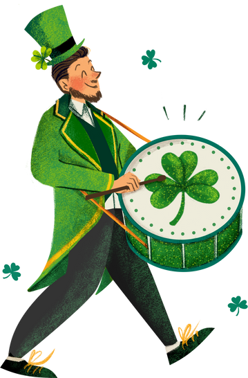 Hand-drawn Textured St. Patrick's Day Drummer 